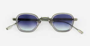 sato rigel mg/gc eckige sonnenbrille in hellgrau und grün mit blau-grünen verlaufsgläsern