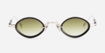 sato talita p/b-1 ovale sonnenbrille in titan in silber und matt schwarz mit grünen verlaufsgläsern
