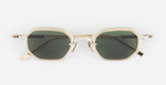 sato timir II p/lg-1 rechteckige sonnenbrille aus titan in silber und gold mit grau grünen gläsern