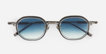 sato toliman II as/BB-1 eckige sonnenbrille aus titan in silber und schwarz und blauen verlaufsgläsern