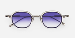 sato toliman II as/p-1 eckige sonnenbrille aus titan in silber mit blauen verlaufsgäsern