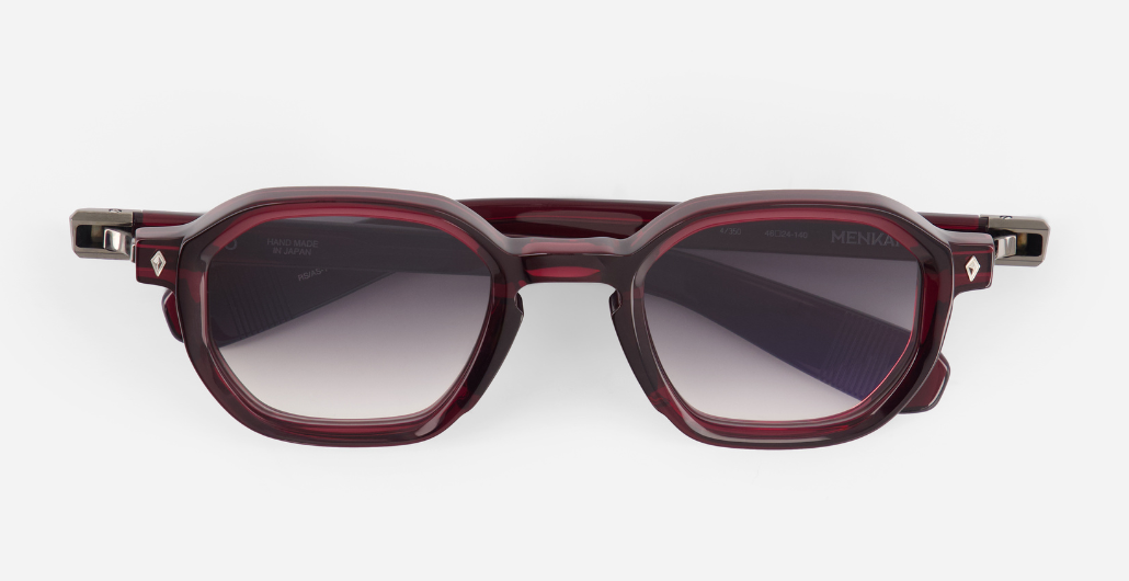 sato menkar rs/as-1 eckige sonnenbrille in rot mit grauen verlaufsgläsern