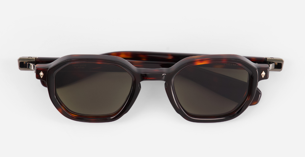 sato menkar tt/ag-1 eckige sonnenbrille in havana mit grünen gläsern