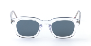 thom browne 412a 000 eckige sonnenbrille in transparent mit grauen gläsern