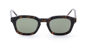thom browne 412a 206 eckige sonnenbrille in havana mit grünen gläsern