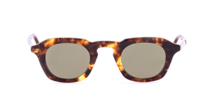 thom browne 414a 215 eckige sonnenbrille  in havana mit grünen gläsern