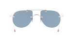 thom browne 939a 045 randlose aviotor sonnenbrille in silber mit grauen gläsern