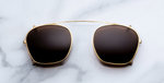 jacques marie mage clip on zephirin 47 gold eckiger sonnenclip aus titan in gold mit braunen gläsern, hergestellt in japan