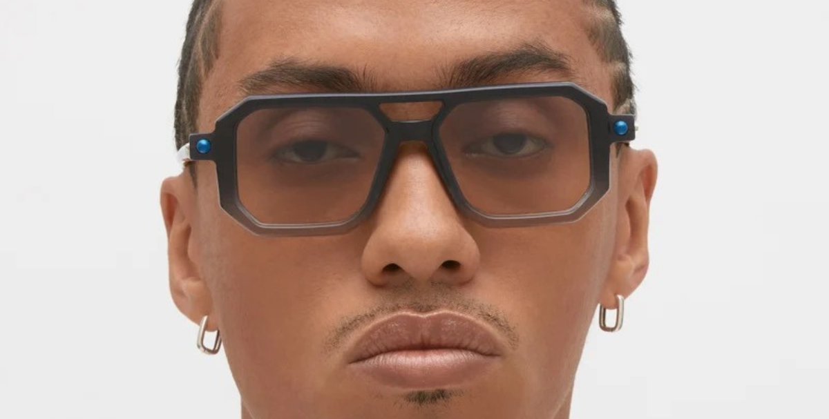 kuboraum P8 BkG eckige sonnenbrille aus acetat in schwarz verlauf mit grau-gelben verlaufsgläsern