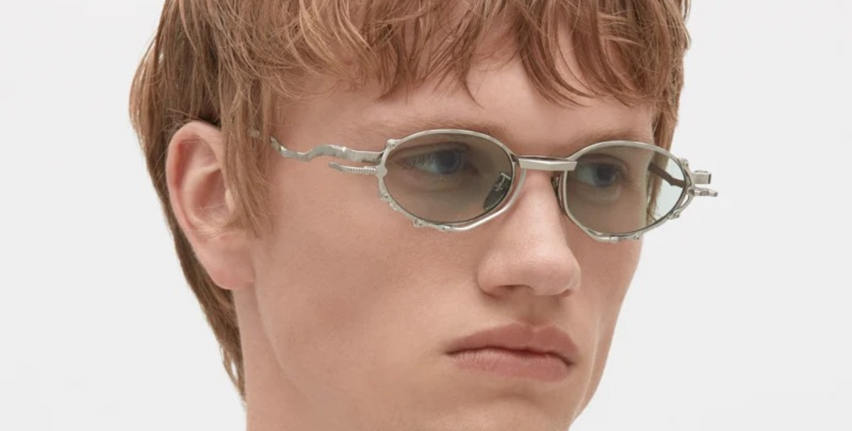 kuboraum Z60 SL ovale Sonnenbrille in silber mit hellgrünen Gläsern