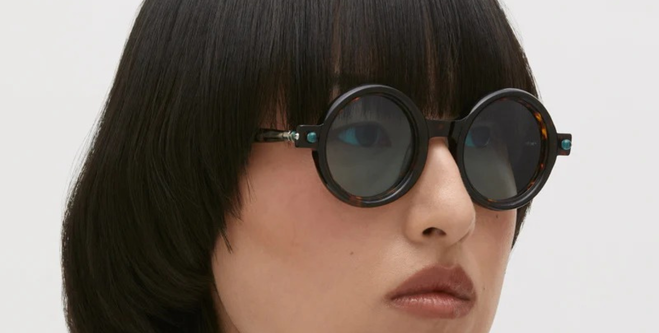 kuboraum p1 tr runde sonnenbrille in havana und hellblauen gläsern