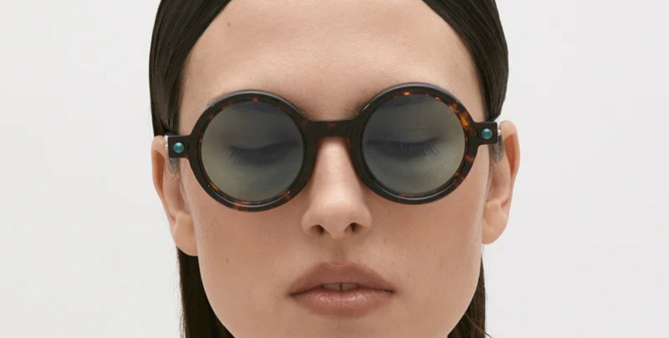 kuboraum p1 tr runde sonnenbrille in havana und hellblauen gläsern