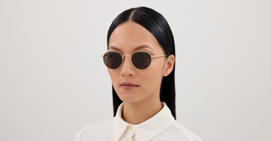 Cartier CT0626S 006 pantoförmige sonnenbrille aus titan in gold mit grauen gläsern