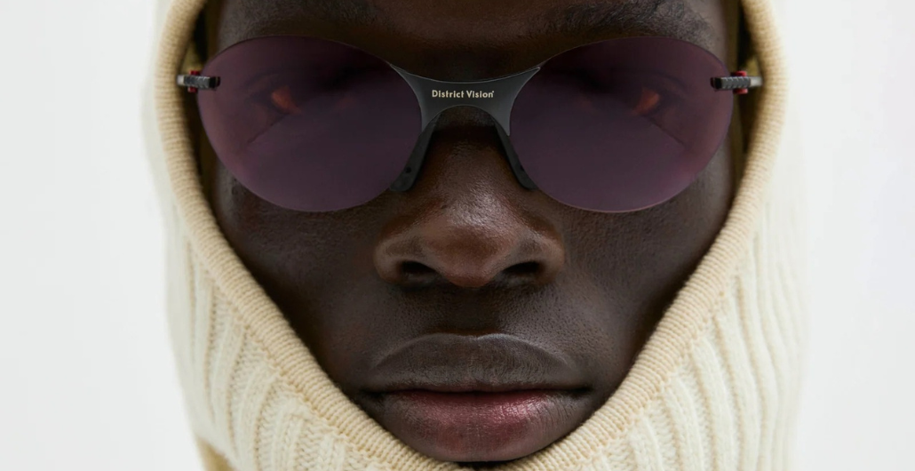 district vision mami vantage t black ovale randlose sportsonnenbrille in schwarz mit dunklen rose gläsern