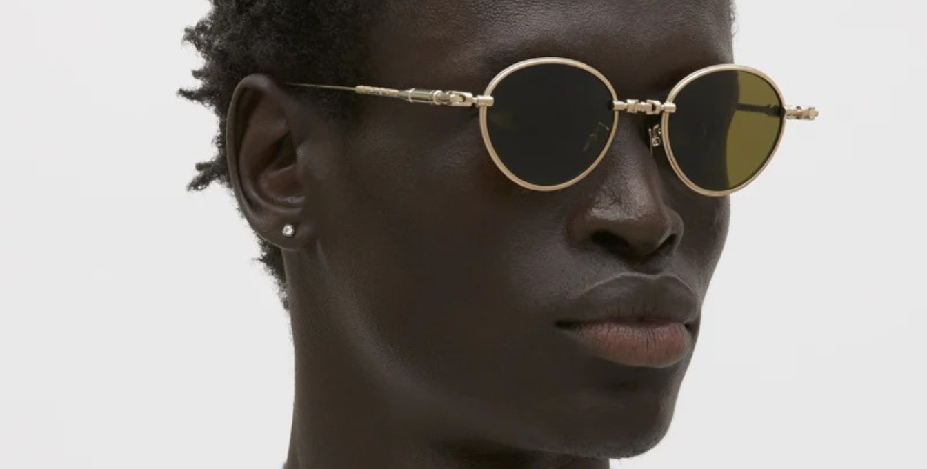 kuboraum h67 gd pantoförmige sonnenbrille aus titan in gold mit grünen gläsern
