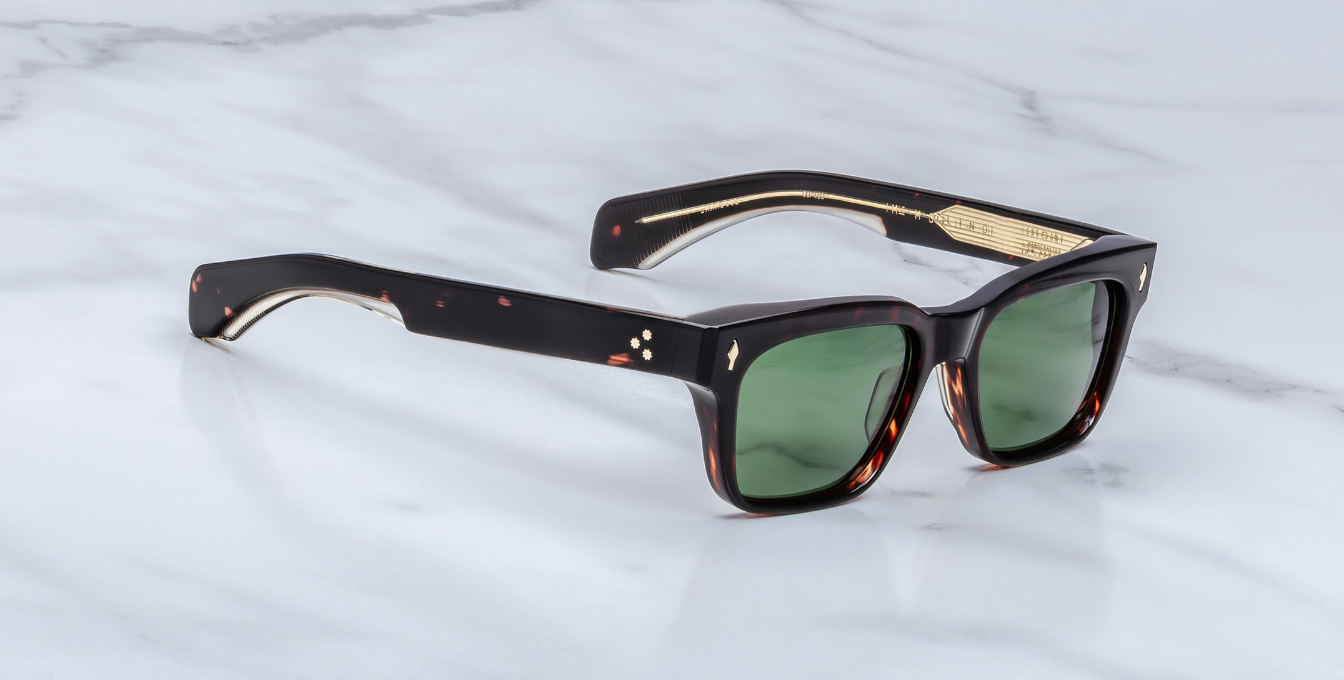 jacques marie mage molino etna eckige sonnenbrille in havana mit grünen gläsern
