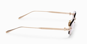 akoni juno three brushed gold randlose eckige sonnenbrille in gold mit orange gelben verlaufsgläser