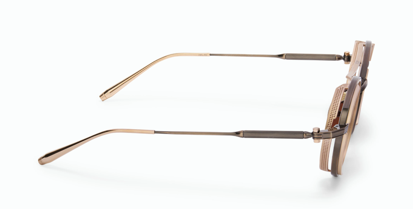 akoni eris antique gold runde aviator sonnenbrille aus titan in gold mit braunen gläsern