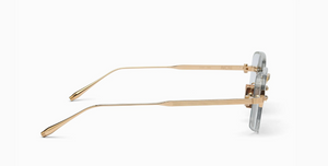 akoni juno-two crystal clear eckige sonnenbrille in transparent und gold mit grünen gläsern