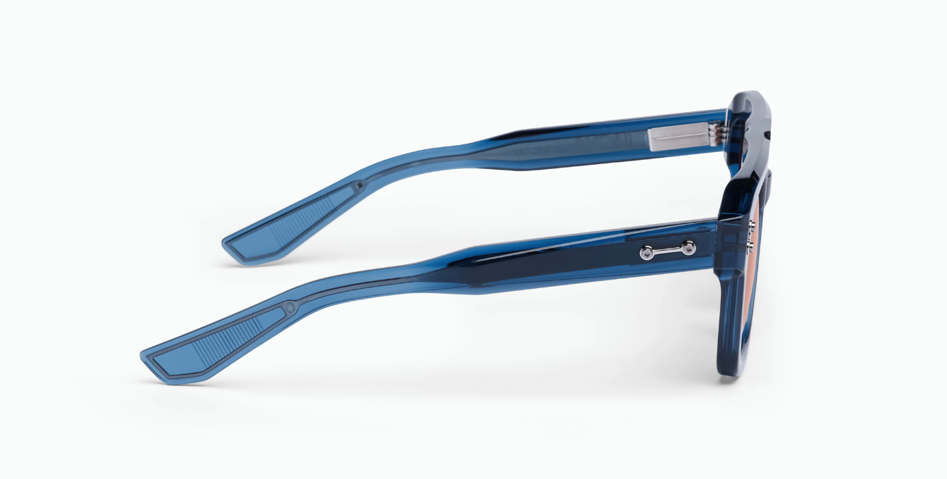 akoni perseus cyrstal blue eckige sonnenbrille in blau mit braunen rose gläsern