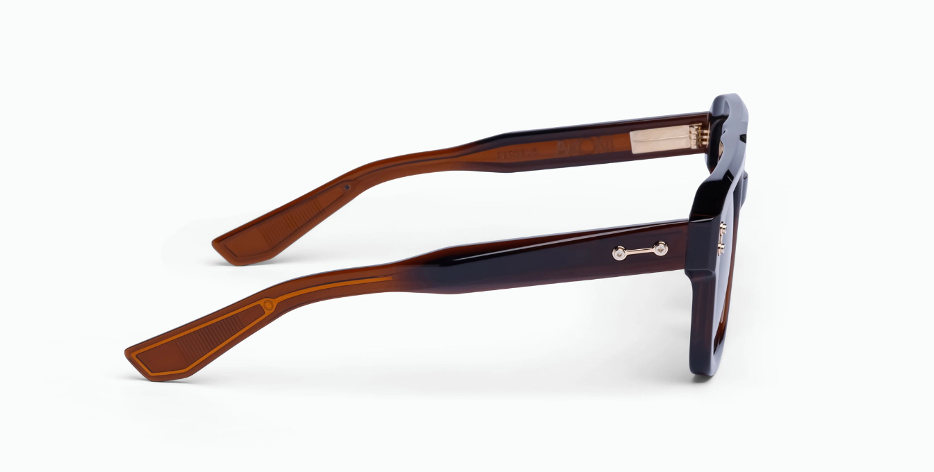 akoni perseus crystal dark brown eckige sonnenbrille in braun mit grünen gläsern