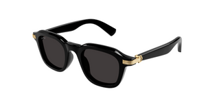 cartier 0536S 001 eckige sonnenbrille in schwarz mit grauen gläsern