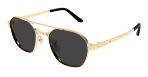cartier 0571s 001 eckige sonnenbrille in gold mit grauen gläsern