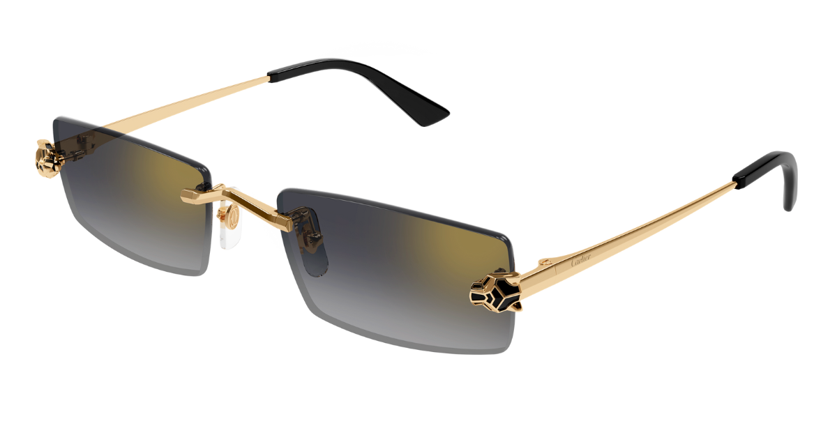 cartier 0598s 001 randlose sonnenbrille in gold mit grauen gläsern