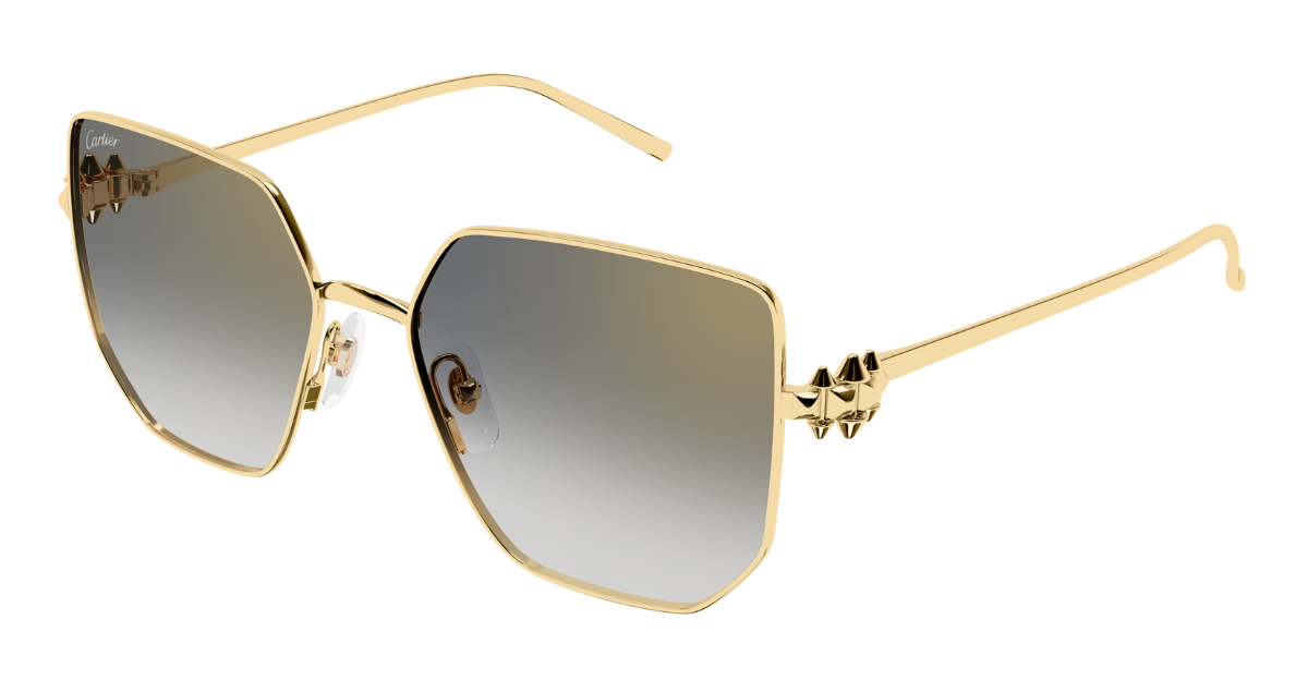 cartier CT0645S 001 eckige sonnenbrille in gold mit grauen verlaufsgläser