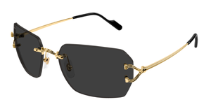 Cartier ct0644s 001 randlose sonnenbrille in gold mit grauen gläsern
