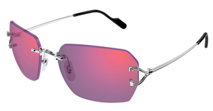 cartier ct0644s 003 randlose sonnenbrille in silber mit violetten pinken gläsern