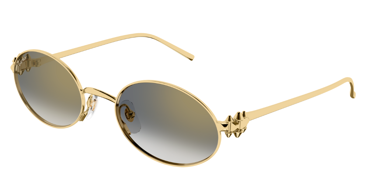 cartier ct0644s 001 ovale sonnenbrille in gold mit grauen gläsern