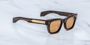 jacques marie mage dealan 53 walnut eckige sonnenbrille in braun mit orangenen gläsern