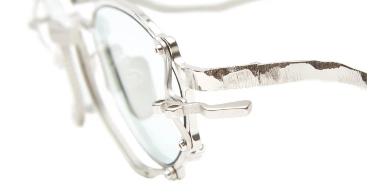 kuboraum Z60 SL ovale Sonnenbrille in silber mit hellgrünen Gläsern