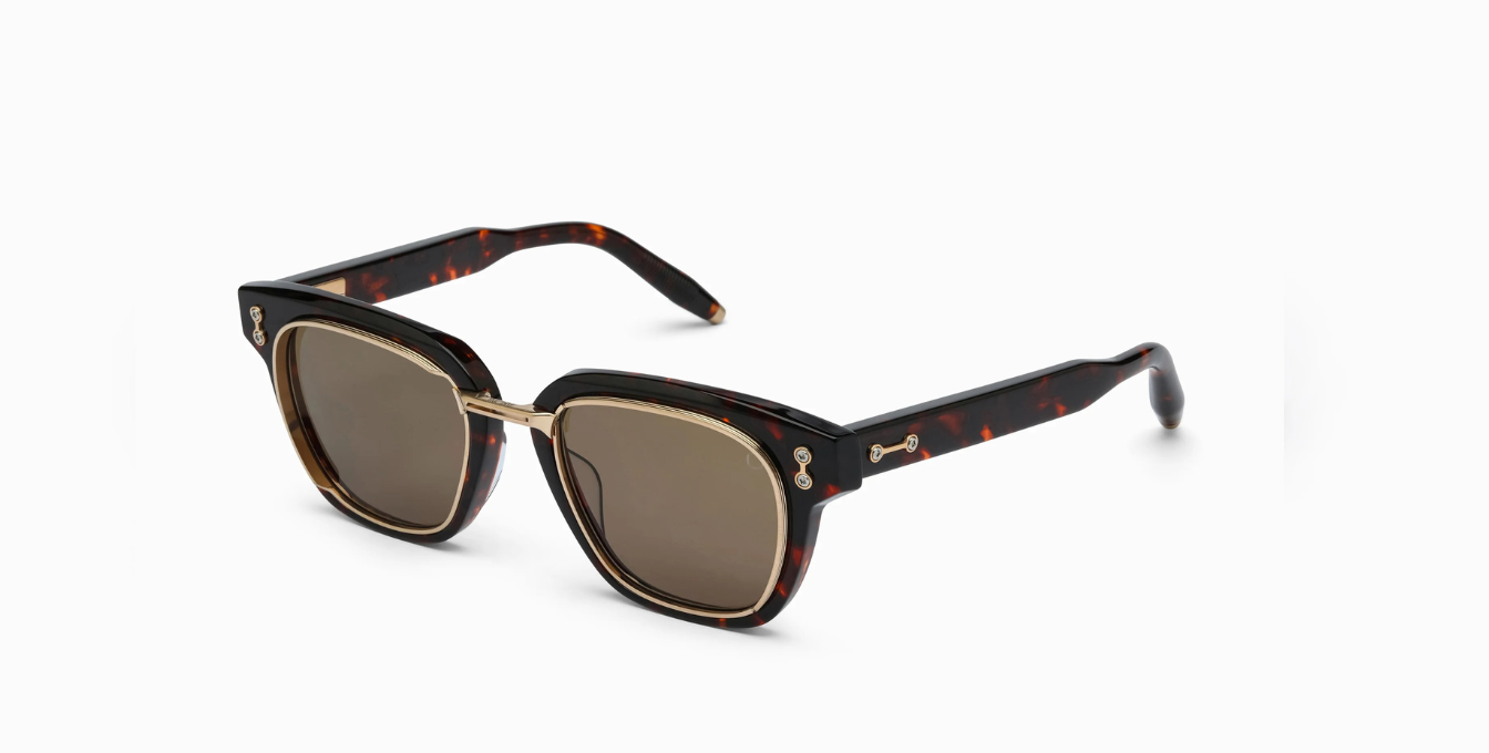 akoni apollo havana eckige sonnenbrille in braun und gold mit braunen gläsern