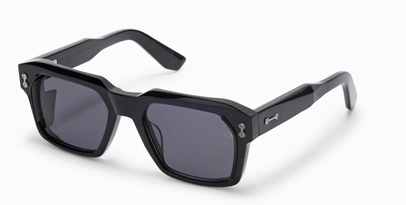 akoni pegasus two black eckige sonnenbrille in schwarz mit grauen gläsern