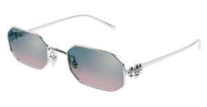 cartier ct0682s 009 eckige metallsonnenbrille in silber mit hellblauen gläsern
