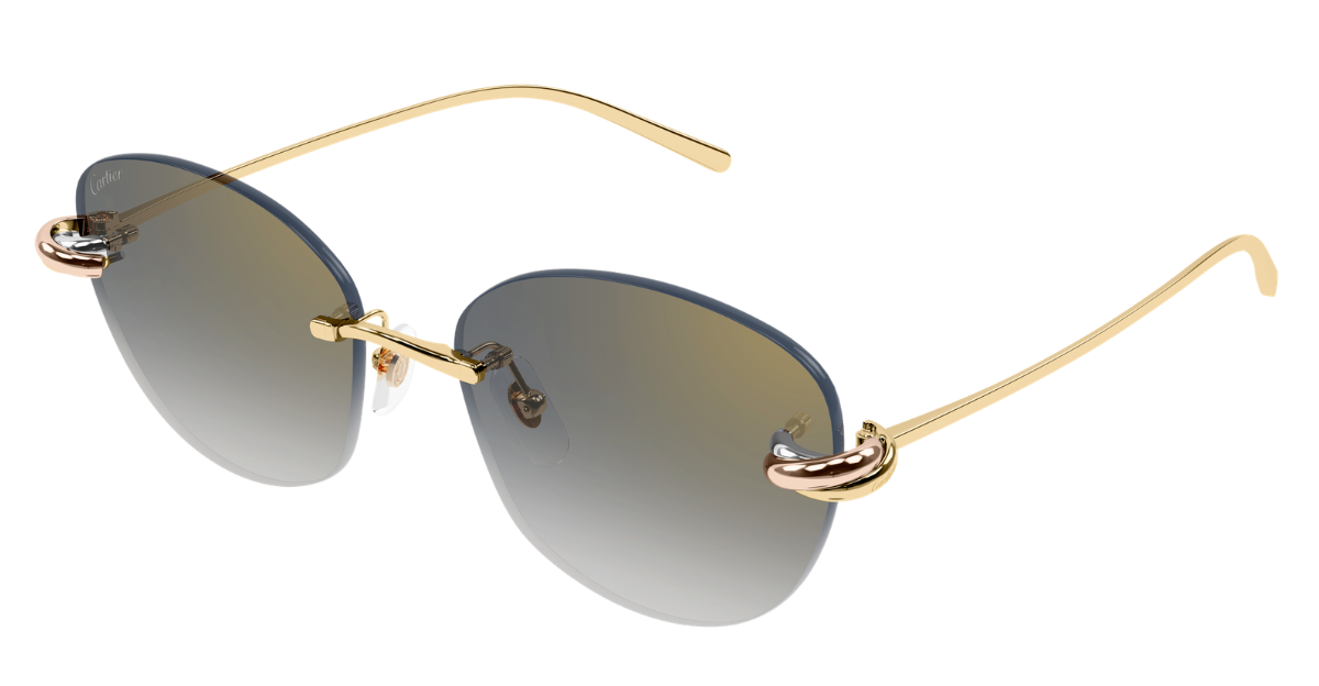cartier CT0685S 002 randlose sonnenbrille in gold mit grauen gläsern