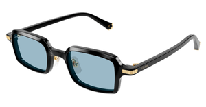 cartier ct0539s 006 eckige acetat sonnenbrille in schwarz mit hellblauen gläsern