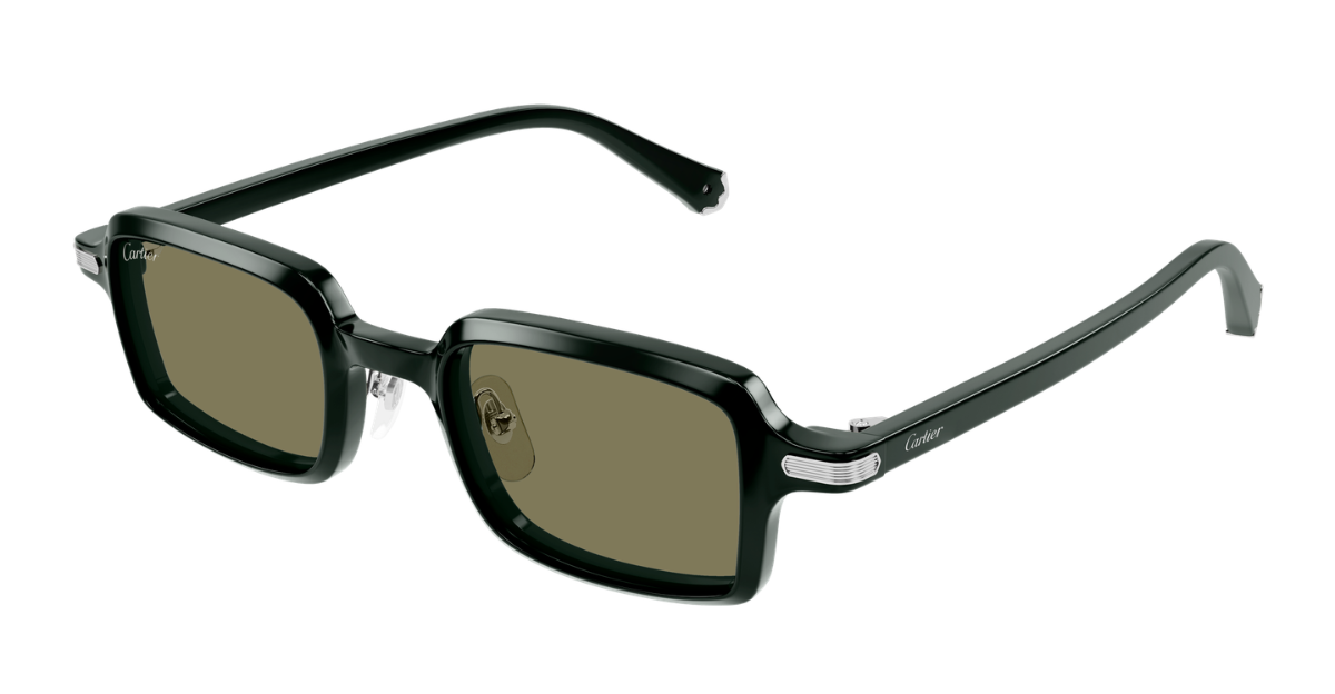 cartier ct0539 007 eckige sonnenbrille aus acetat in grün mit grünen gläsern
