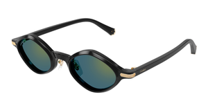 cartier ct0540s 007 rautenförmige acetat sonnenbrille in schwarz mit grünen gläsern