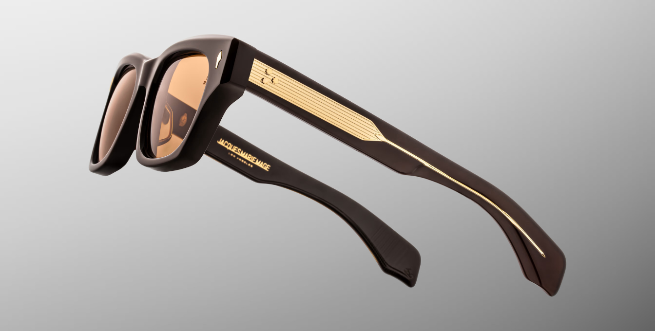 jacques marie mage dealan 53 walnut eckige sonnenbrille in braun mit orangenen gläsern