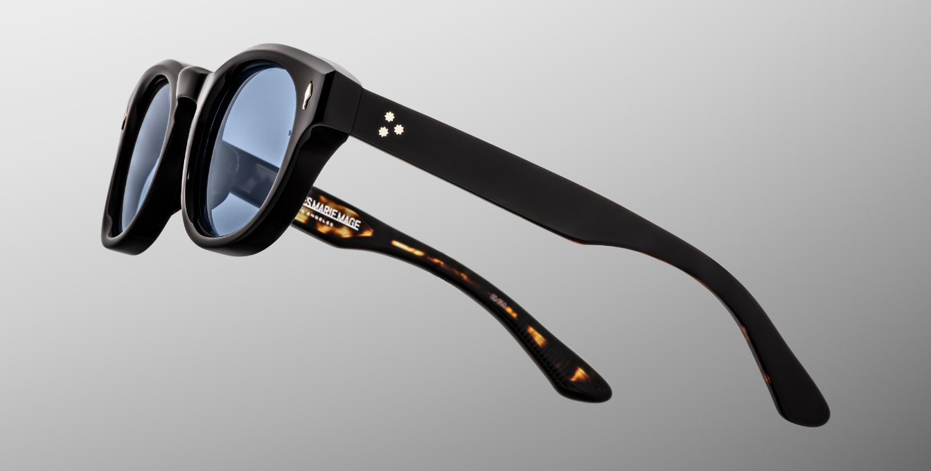 jacques marie mage dr.dream noir ovale sonnenbrille in schwarz mit blauen gläsern