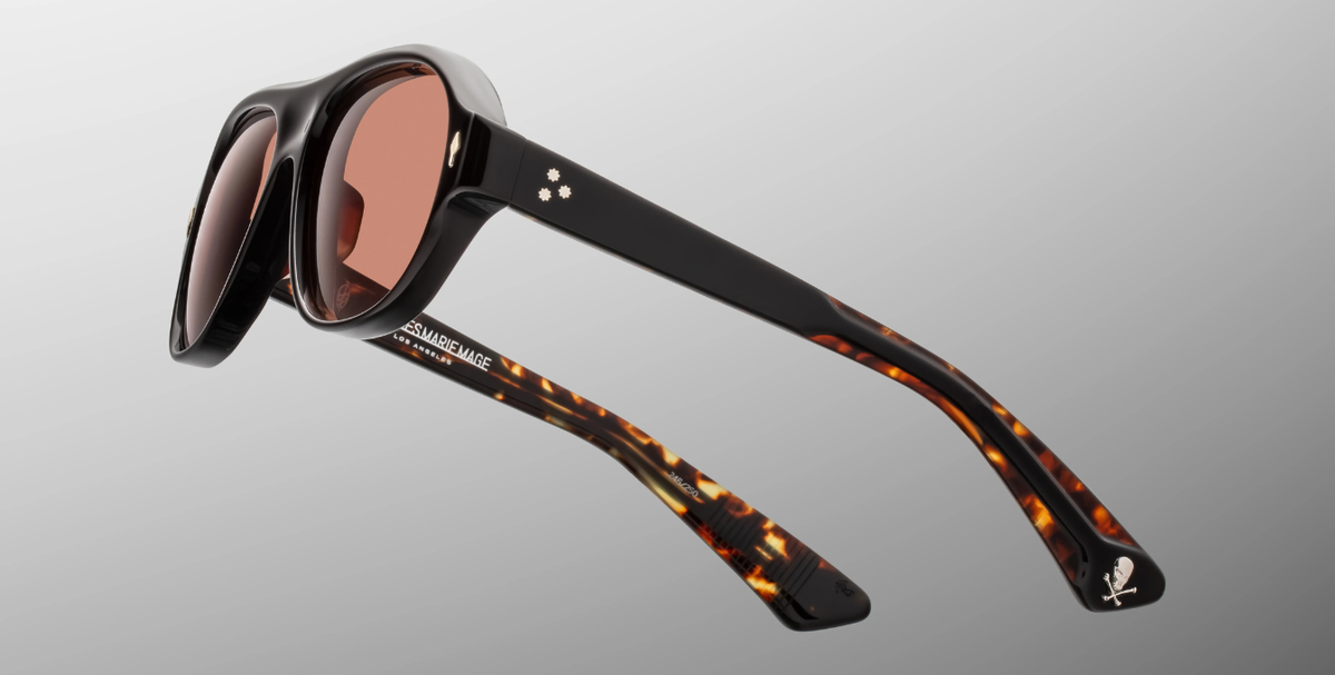jacques marie mage the player bunker 77 noir schwarze acetatsonnenbrille mit roten gläsern