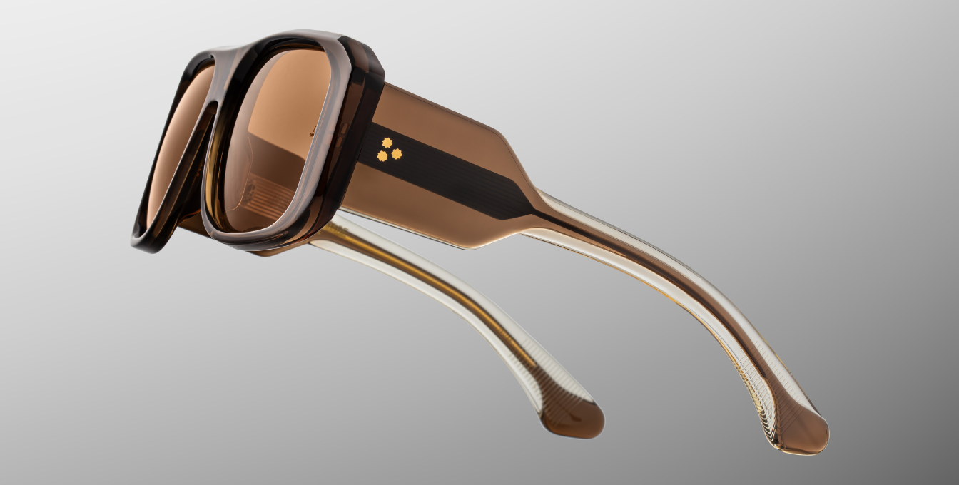 jacques marie mage alfie london eckige sonnenbrille in braun mit dunklen orangenen verlaufsgläser