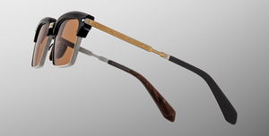 jacques marie mage alin noirx eckige sonnenbrille in silber , gold und schwarz mit braunen gläsern