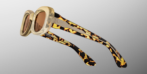 jacques marie mage ann dun sonnenbrille aus acetat in beige und havana mit orangenen gläsern