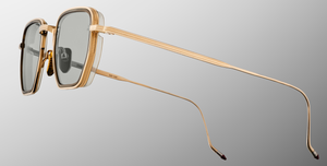 jacques marie mage atkins altan eckige goldene Sonnenbrille mit hellgrünen gläsern