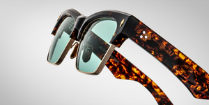 jacques marie mage bugsy beau cateye sonnenbrille in havana und gold mit petrol-blauen gläsern