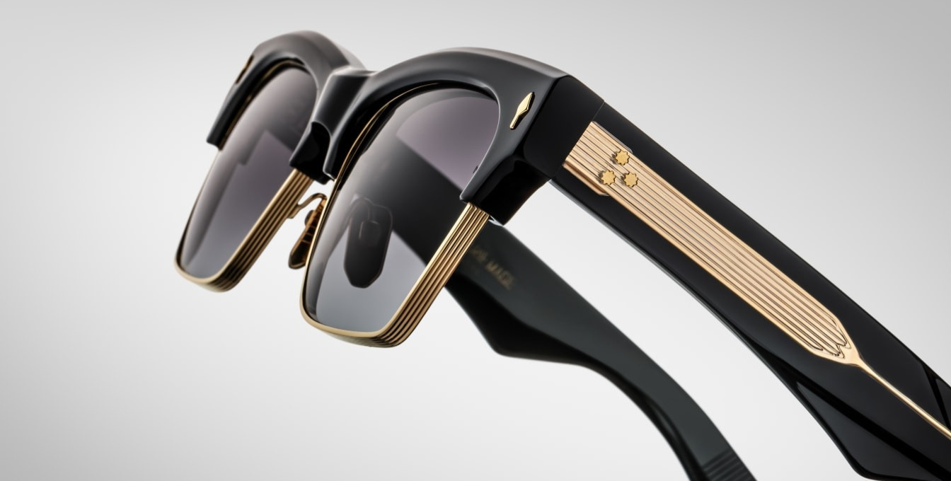 jacques marie mage bugsy ecplise2 cateye sonnenbrille in schwarz und gold mit dunkel grauen verlaufsgläsern